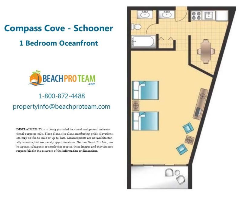 Compass Cove Schooner Floor Plan G - 1 Bedroom Oceanfront